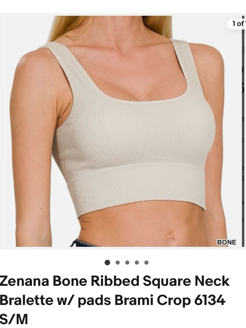 ZENANA RIBBED SQUARE NECK CROP TANK TOP WITH BRA PADS size SM/MED 2 for one